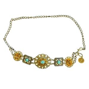 Leatherock USA Vintage Semi Precious Stones Turquoise Metal Chainlink Belt